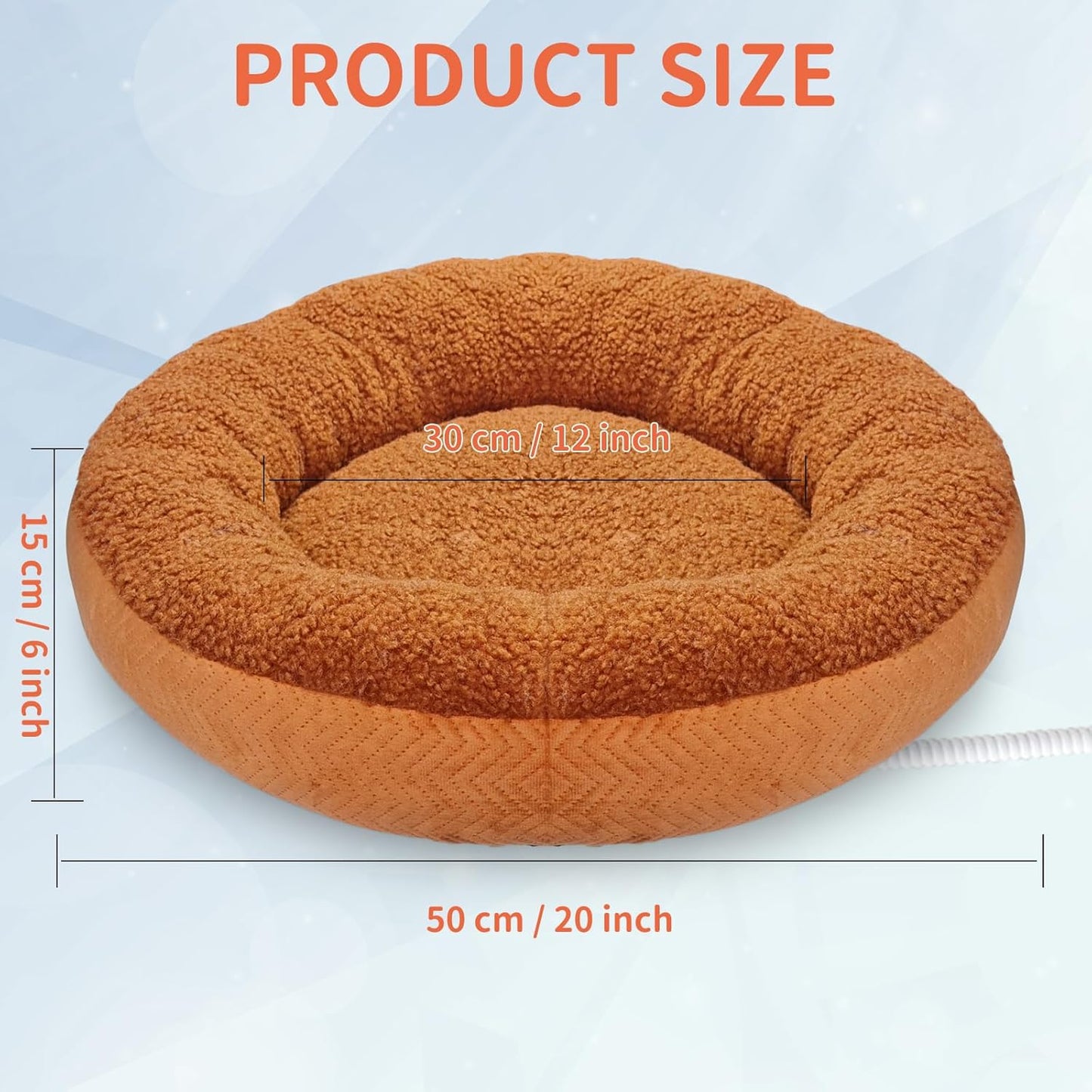 Ultra-Soft Heated Cat Bed – Cozy Round Warming Bed for Indoor Cats, Machine Washable & Thermostatic Heating